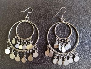 Boho Hoop Earrings with Coin Charms