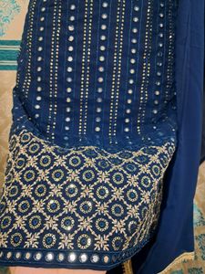 Blue Sequence Work Festive Wear