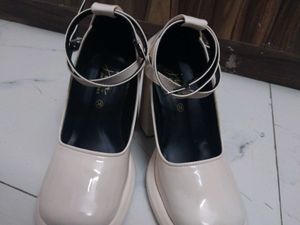 Cream Platform Block Heels