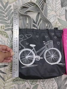 Cute Bicycle Print Tote Bags (Set of 2)