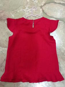Red Ruffle Sleeve Top