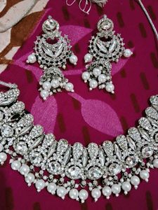 Elegant Oxidized Silver Choker Set