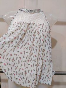 Chic Floral Halter Top with Embellished Neckline