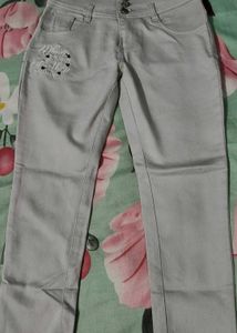 Cute Embroidered Grey Jeans