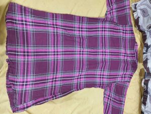 Purple Plaid Button-Up Shirt