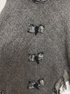 Stylish Grey Faux Fur Poncho