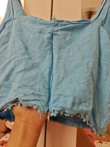 Beautiful Blue Cotton beads top