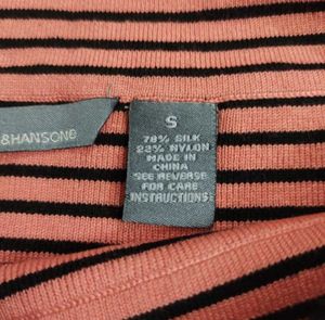 Hillard Hansen Pink Black Striped Boat Neck Top
