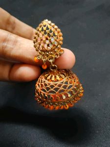 Orange Jhumka Earrings
