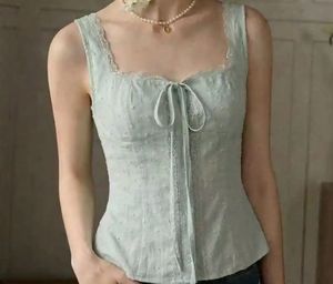 Light Blue Swiss Dot Corset Top Easily fits Xs - M