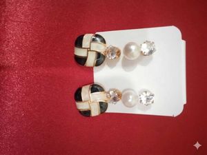 Chic Heart &amp; Pearl Stud Earrings Set