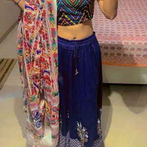 💙Navy Blue Boho Flowy Skirt