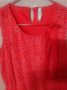 Red Polka Dot Dress with Bow