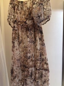 Boho Floral Print Puff Sleeve Dress
