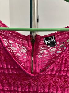 Hot Pink Lace Ruffle Dress