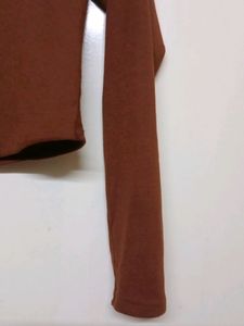 Brown Full Sleeve Crop Top