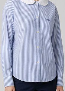 Blue and White Striped Collared Top