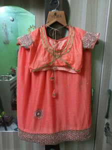 Elegant Peach Saree with Embellishments