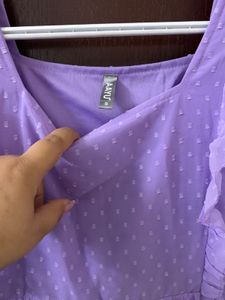 Lavender Dobby Tiered Dress with Ruffle Sleeves
