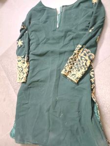 Embroidered Green farshi lahenga Set kids