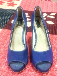 Blue Peep-Toe Heels