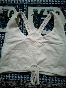 White Crop Halter Top