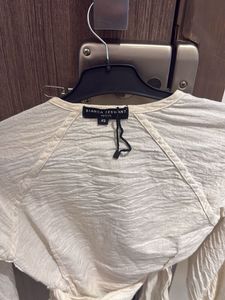 Cream Textured Wrap Blouse