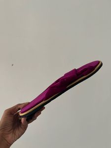Fuchsia Velvet Cross Strap Slides