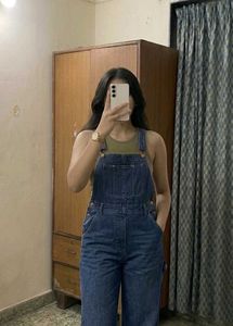Vintage Wide Leg Denim Overalls