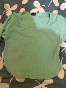 Mint Green Long Sleeve Crop Top