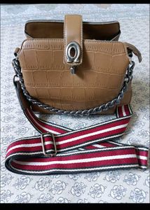 Stylish Brown Croc Embossed Shoulder Bag