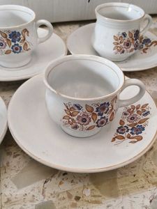 Set of 5 Vintage Floral Coffee Cup Se