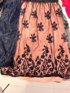 Stunning Orange & Black Embroidered Lehenga