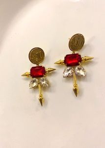 Unique Red Gem Dangle Earrings