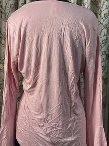 Pink Bell Sleeve V-Neck Top