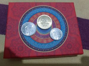 75th Year Of Independence - 1, 2 & 5 Rupee Coin.