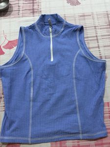 Sleeveless Ribbed Zip-Up Top