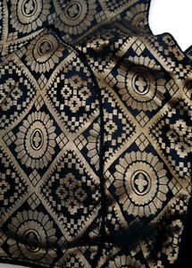 Elegant Black &amp; Gold Brocade Blouse