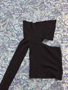 Asymmetrical Black Long Sleeve Top