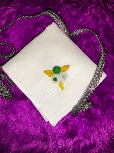 Beautiful Flower Embroidery Hand Kerchief Pure