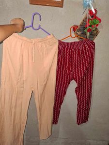 Red Printed plazo &amp; skin color pant