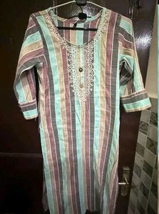 Striped Embroidered Kurta
