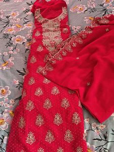 Stunning Red Embroidered Kurta