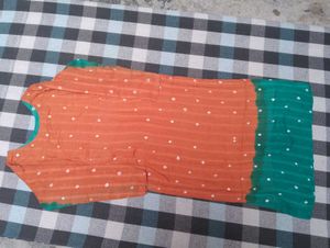 Two Kurtas: Leopard Print &amp; Orange Bandhani