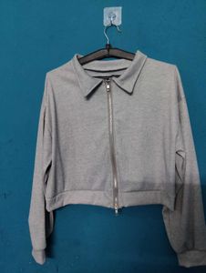 Grey Zip-Up Collared Jacket