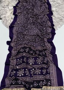 Elegant Purple Mirror Work Saree