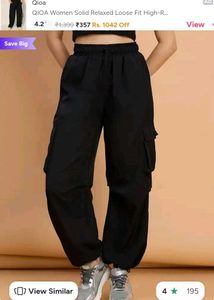 QIOA Black Cargo Pants