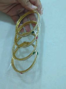 New Elegant Gold Bangles with Pearls &amp; Stones