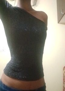Sparkly One-Shoulder Top
