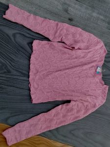 Cute Pink Textured Long Sleeve Top